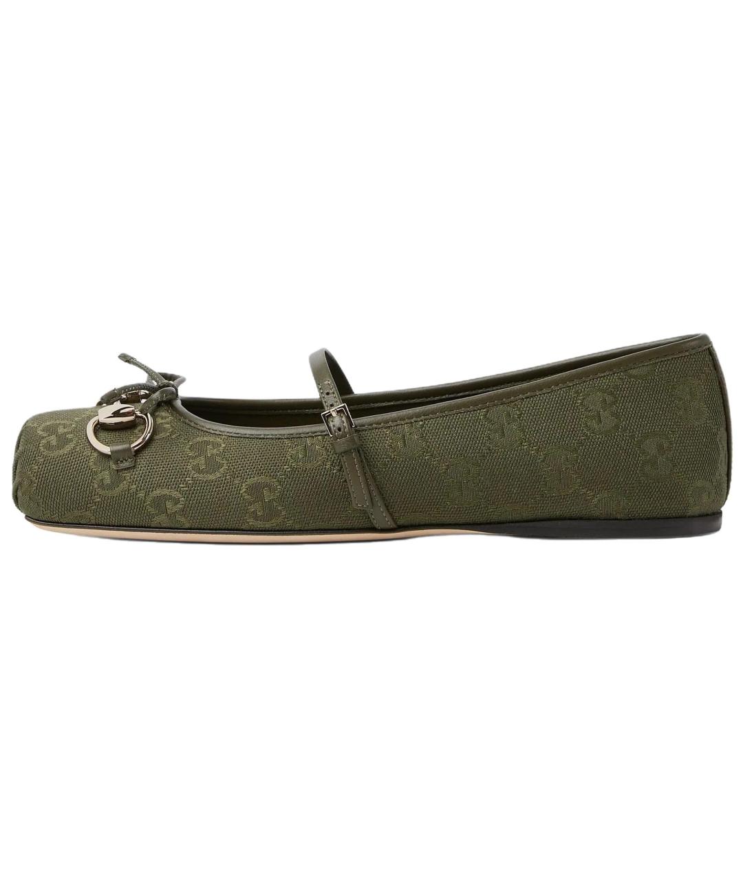 GUCCI Хаки текстильные балетки, фото 6