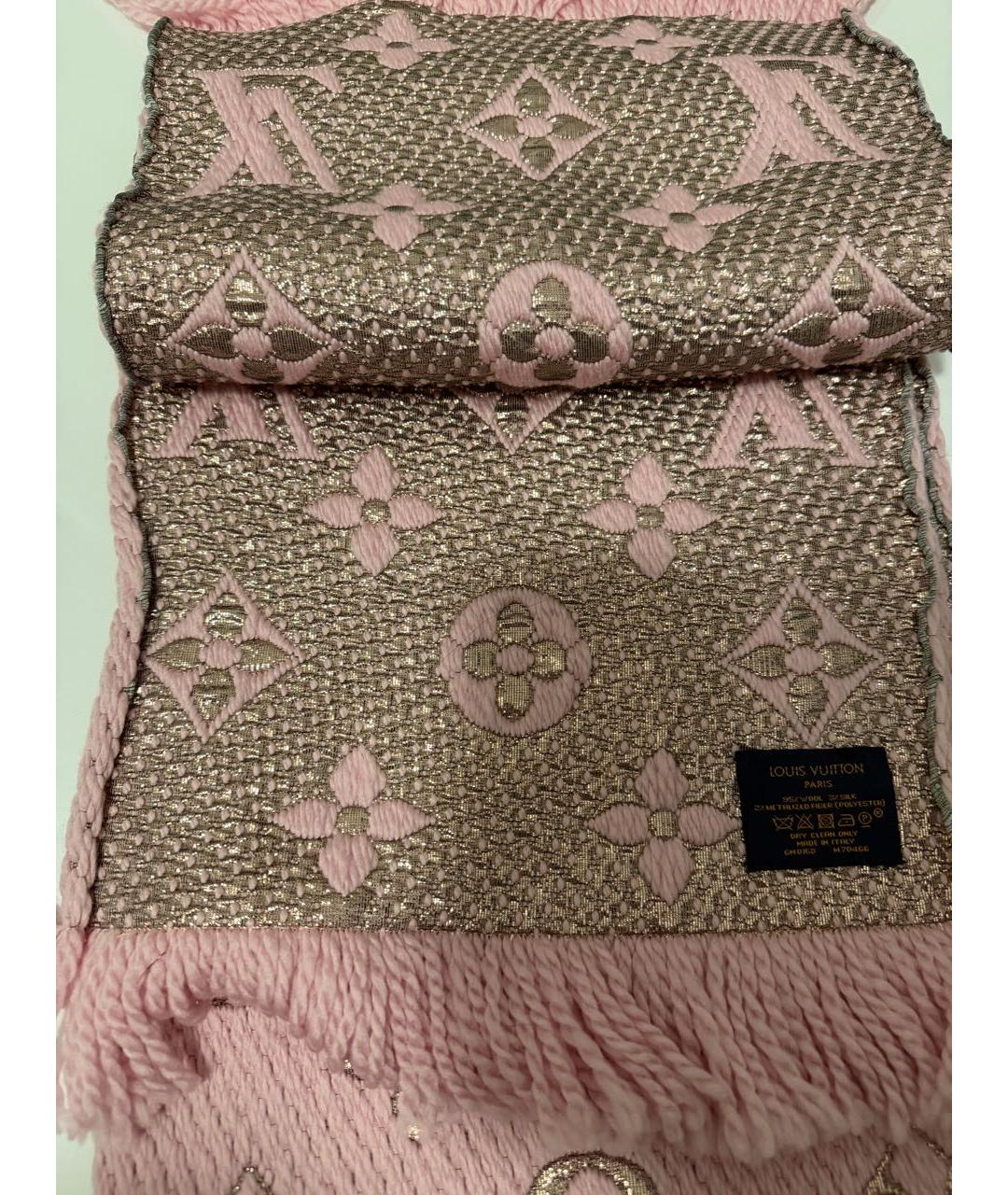 LOUIS VUITTON Розовый шерстяной шарф, фото 4