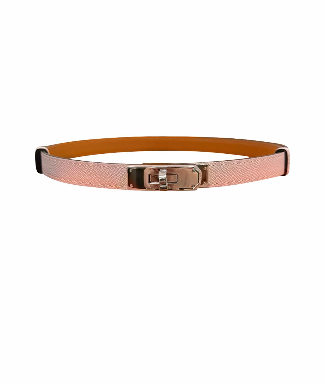 HERMES Розовый кожаный ремень, фото 1