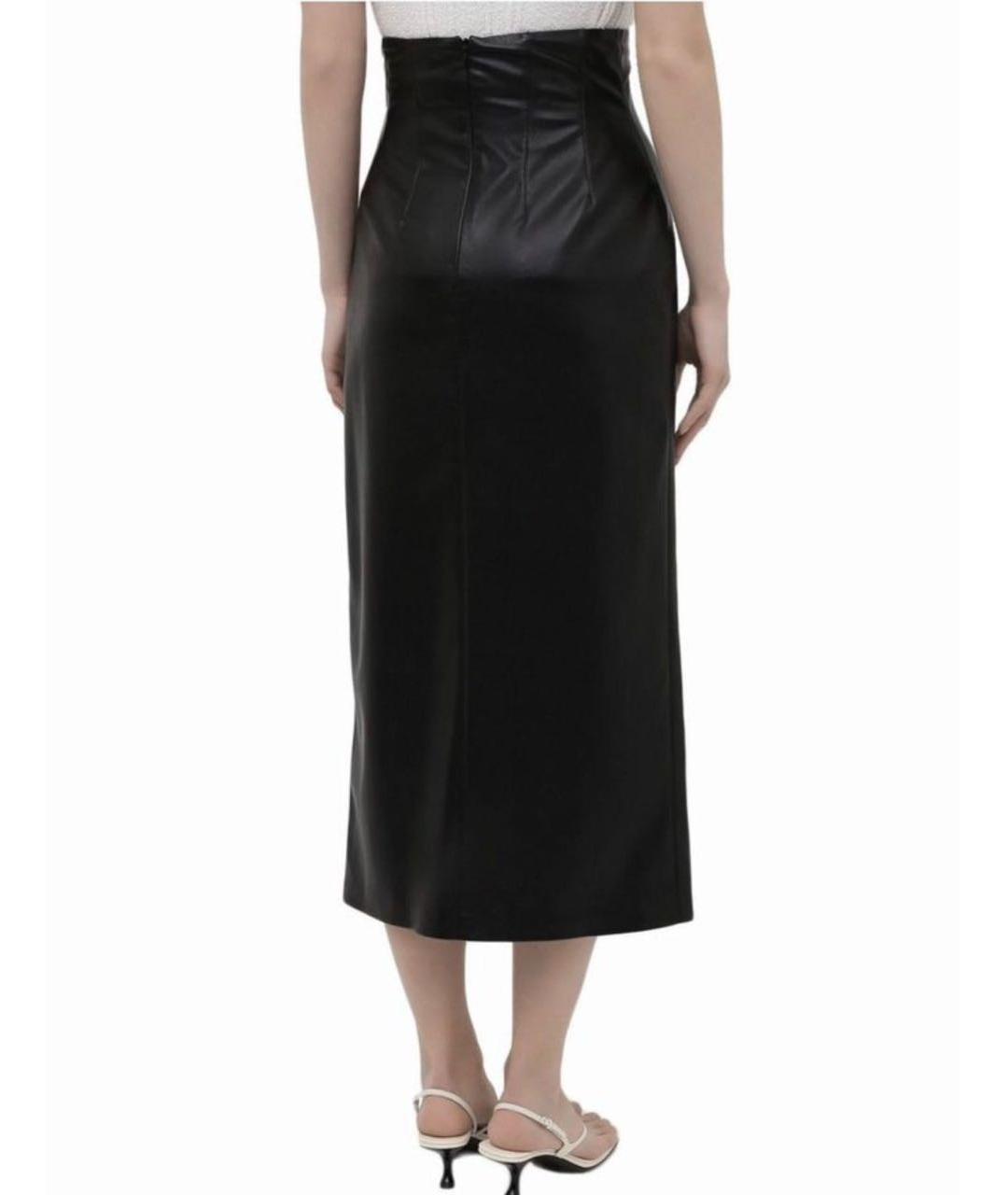NANUSHKA Черная кожаная юбка миди, фото 3