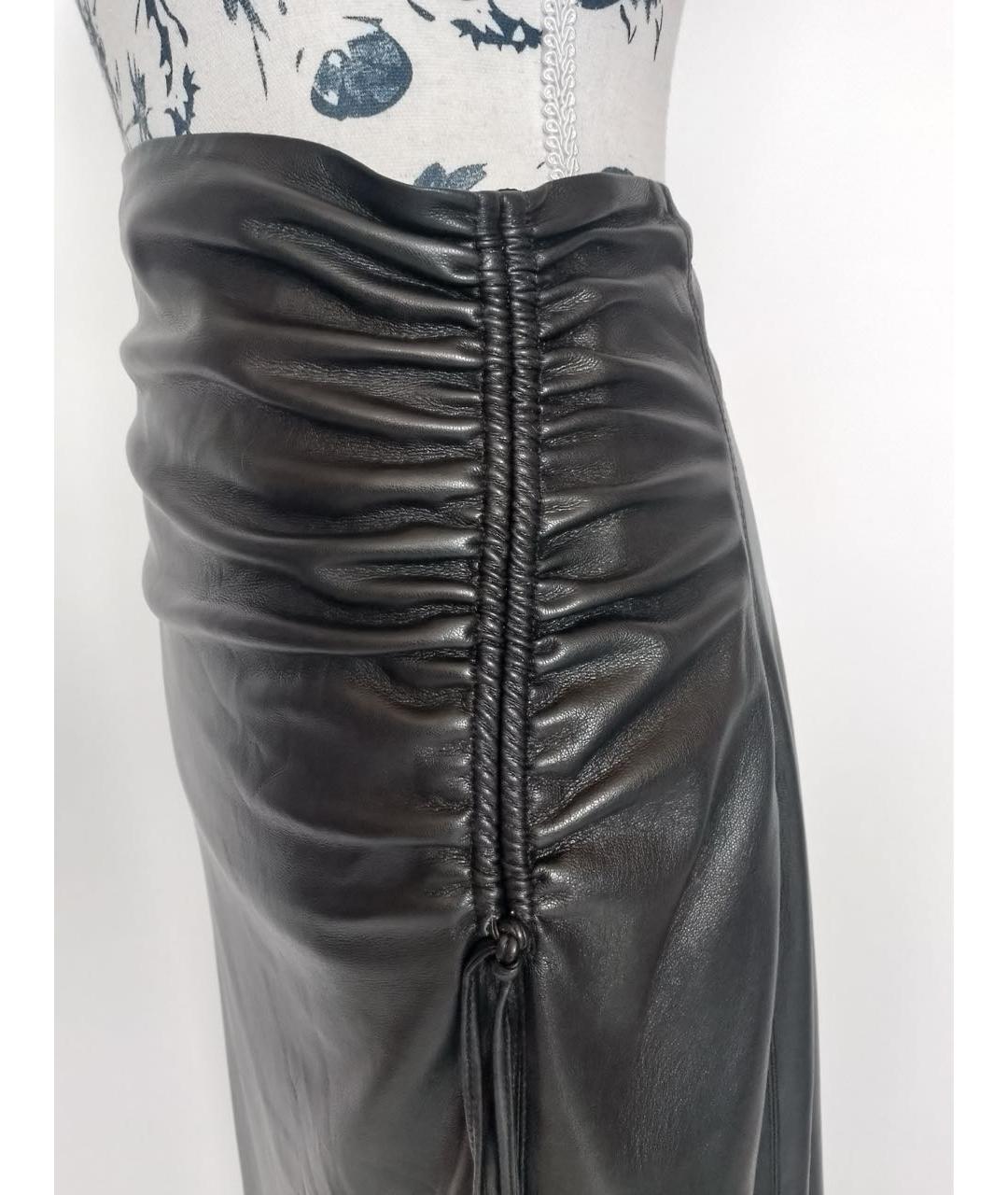 NANUSHKA Черная кожаная юбка миди, фото 6