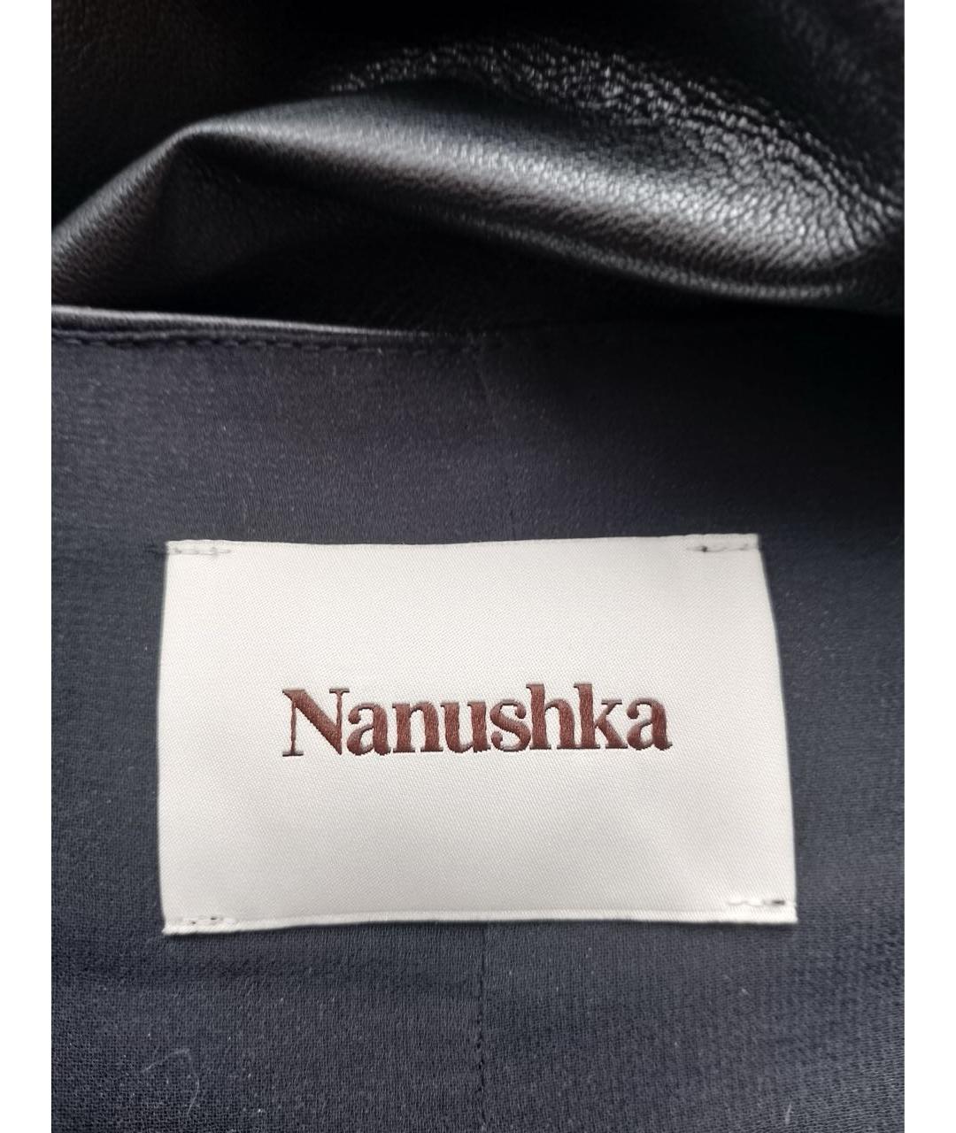 NANUSHKA Черная кожаная юбка миди, фото 8