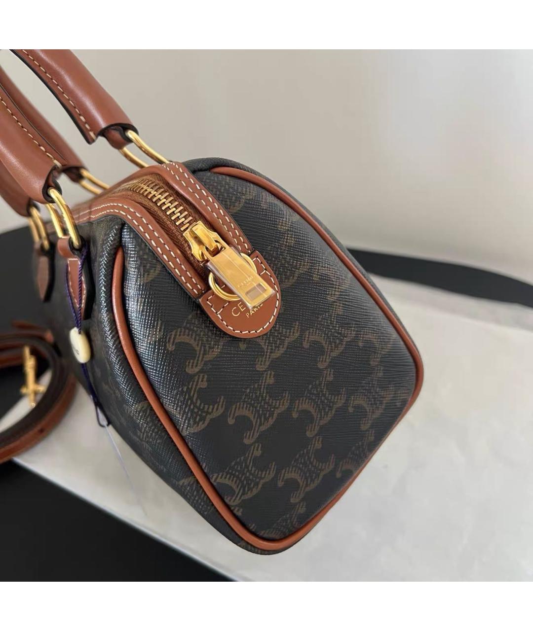 CELINE Коричневая кожаная сумка через плечо, фото 3