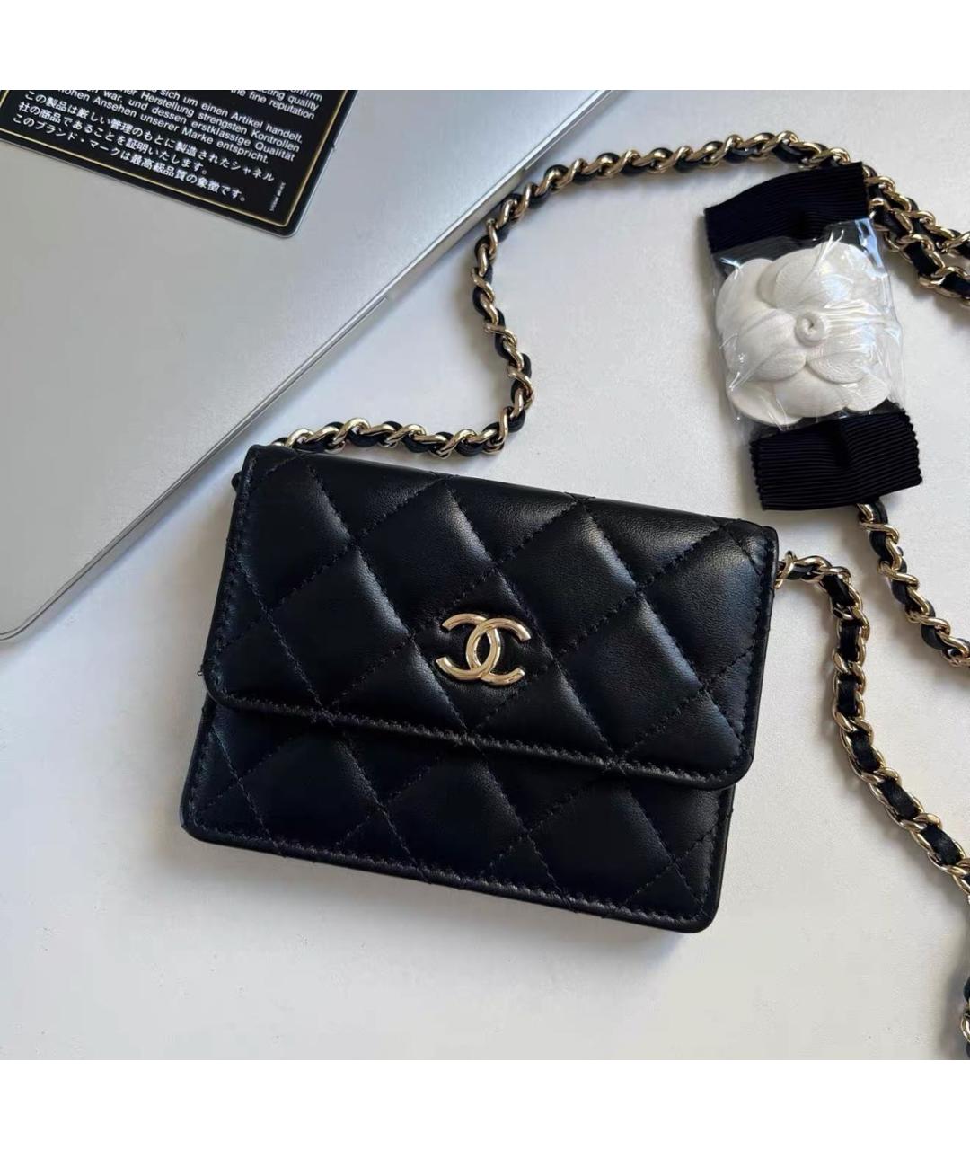 CHANEL Черная кожаная сумка через плечо, фото 8