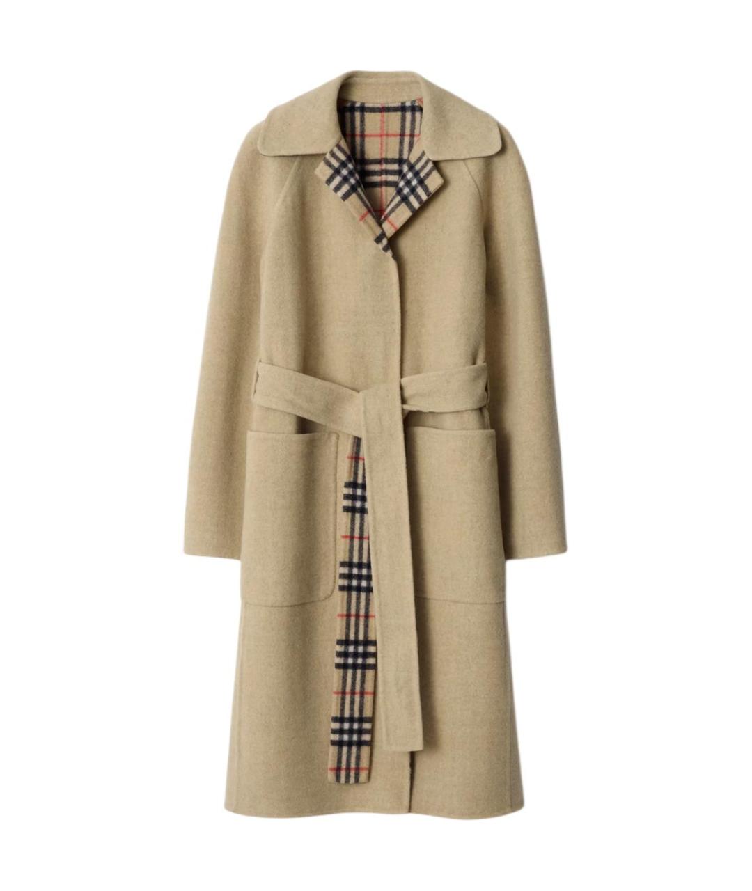 BURBERRY Бежевое шерстяное пальто, фото 1