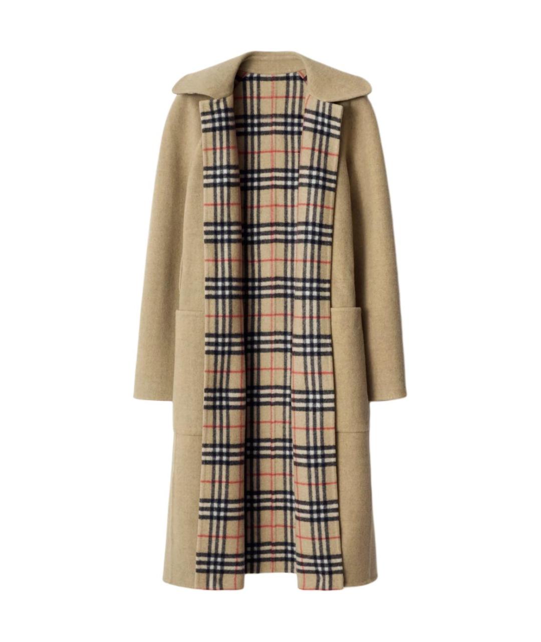 BURBERRY Бежевое шерстяное пальто, фото 2