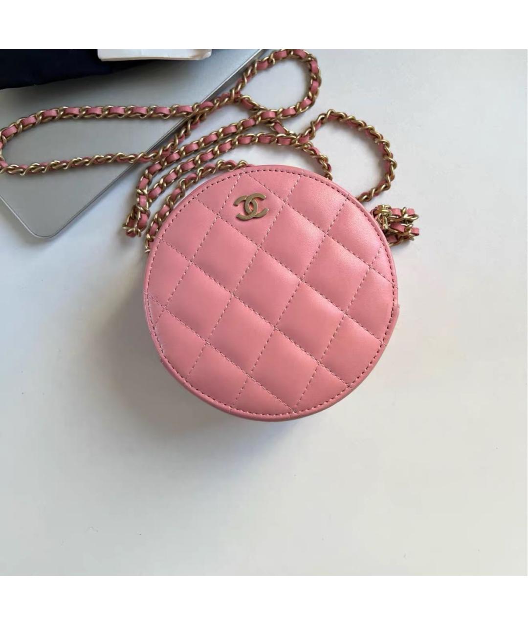 CHANEL Розовая кожаная сумка через плечо, фото 8