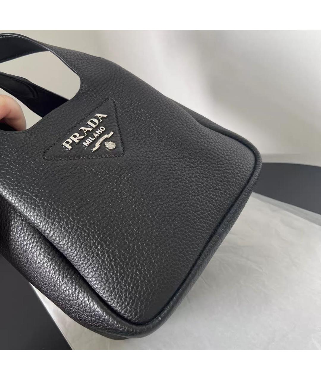 PRADA Черная кожаная сумка с короткими ручками, фото 7