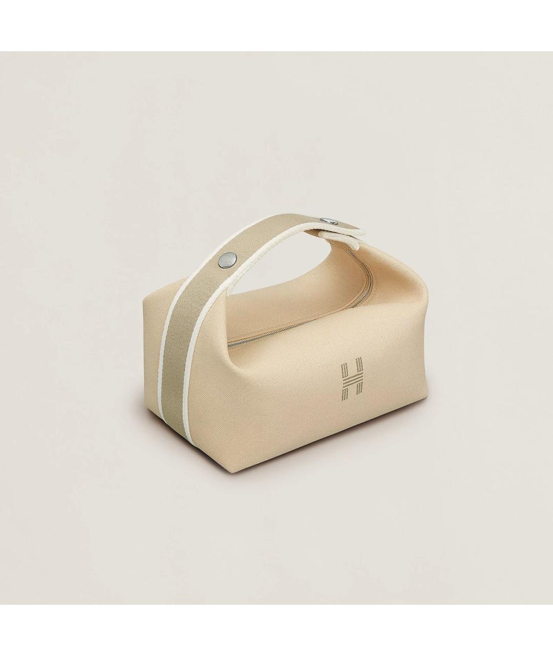 HERMES Бежевая хлопковая косметичка, фото 6