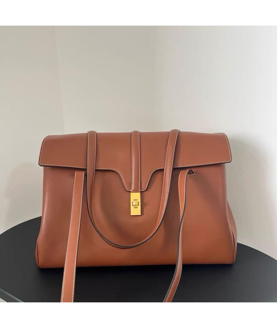 CELINE Коричневая кожаная сумка тоут, фото 9
