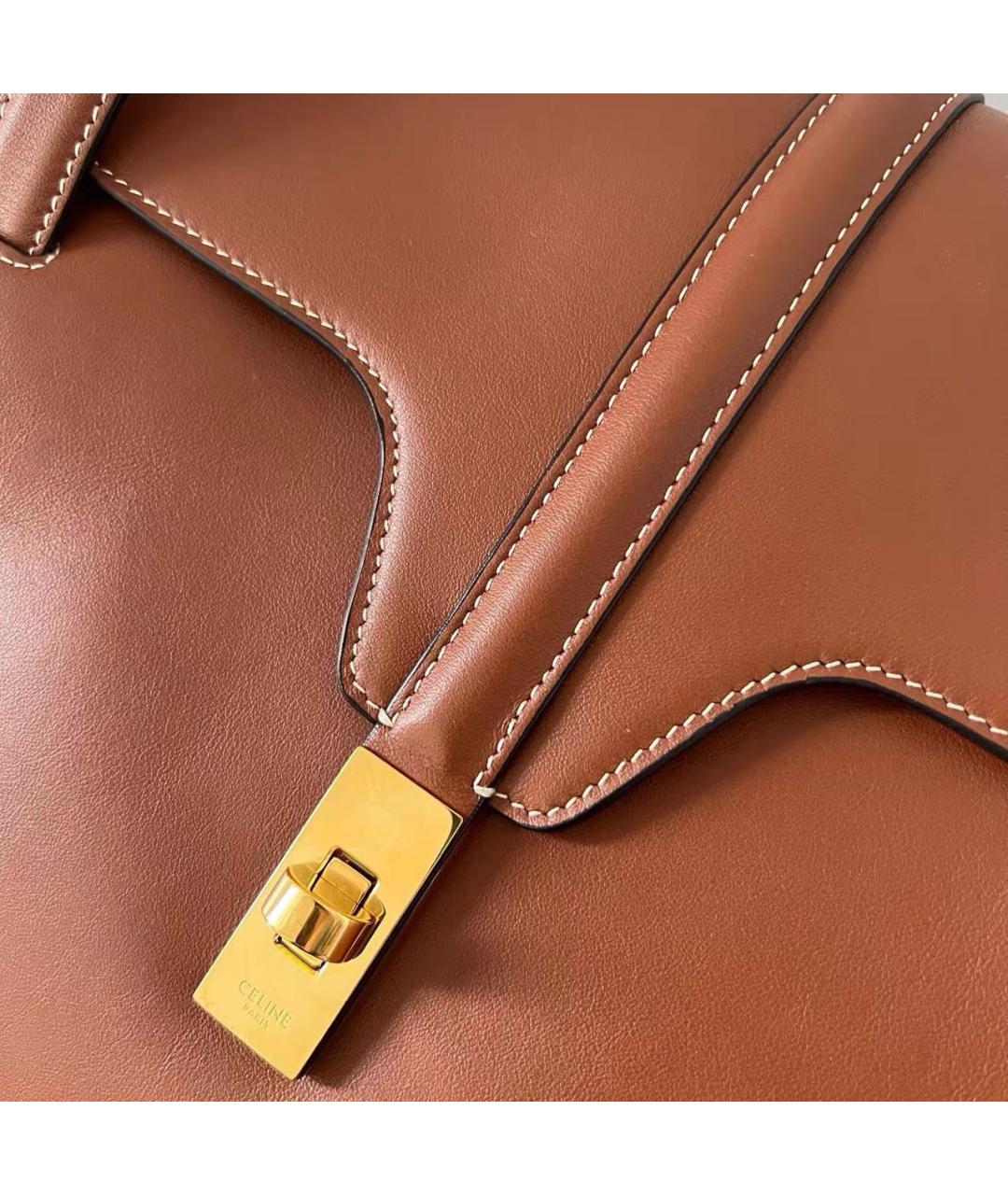 CELINE Коричневая кожаная сумка тоут, фото 8