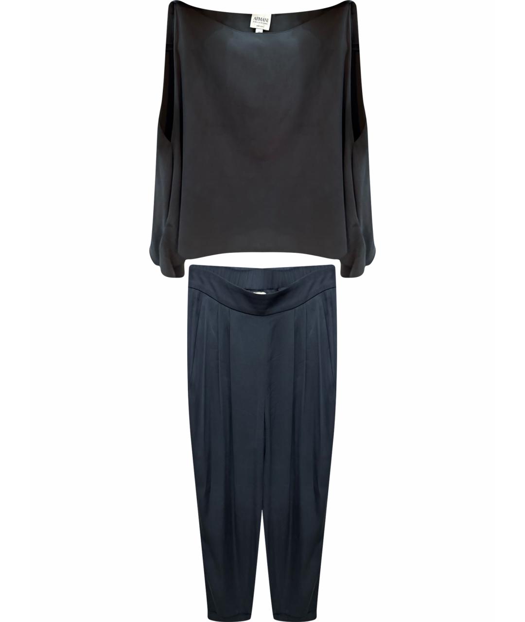 ARMANI COLLEZIONI Темно-синий вискозный костюм с брюками, фото 1