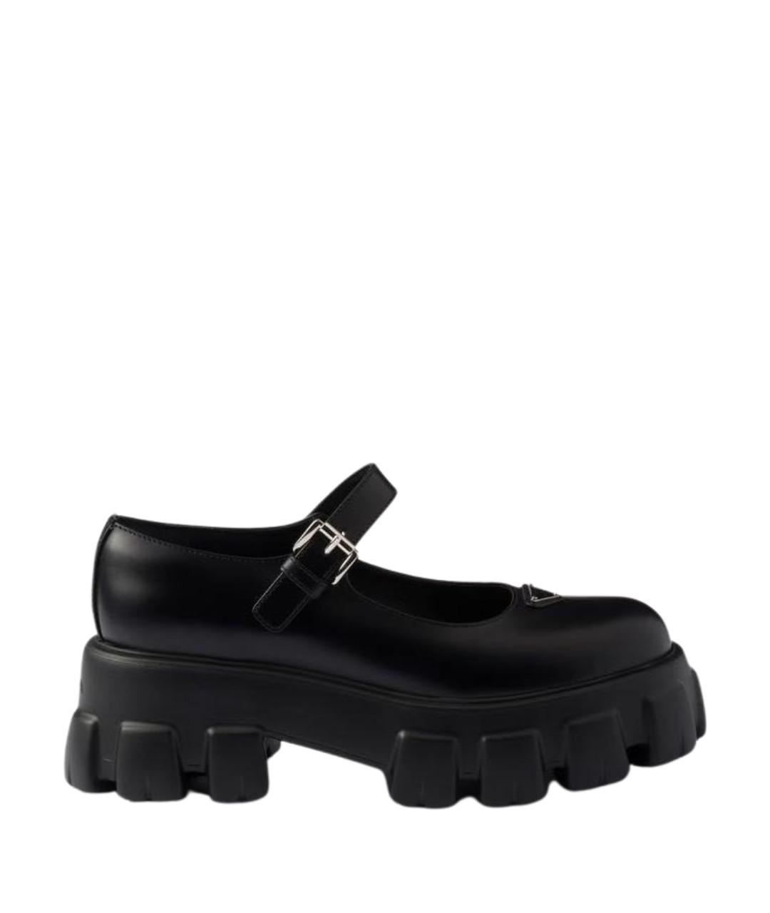 PRADA Черные кожаные туфли, фото 1