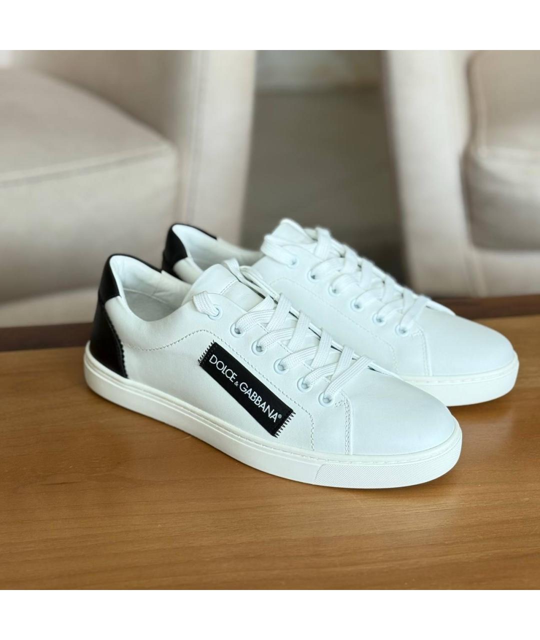 DOLCE&GABBANA Белые кожаные кеды, фото 6