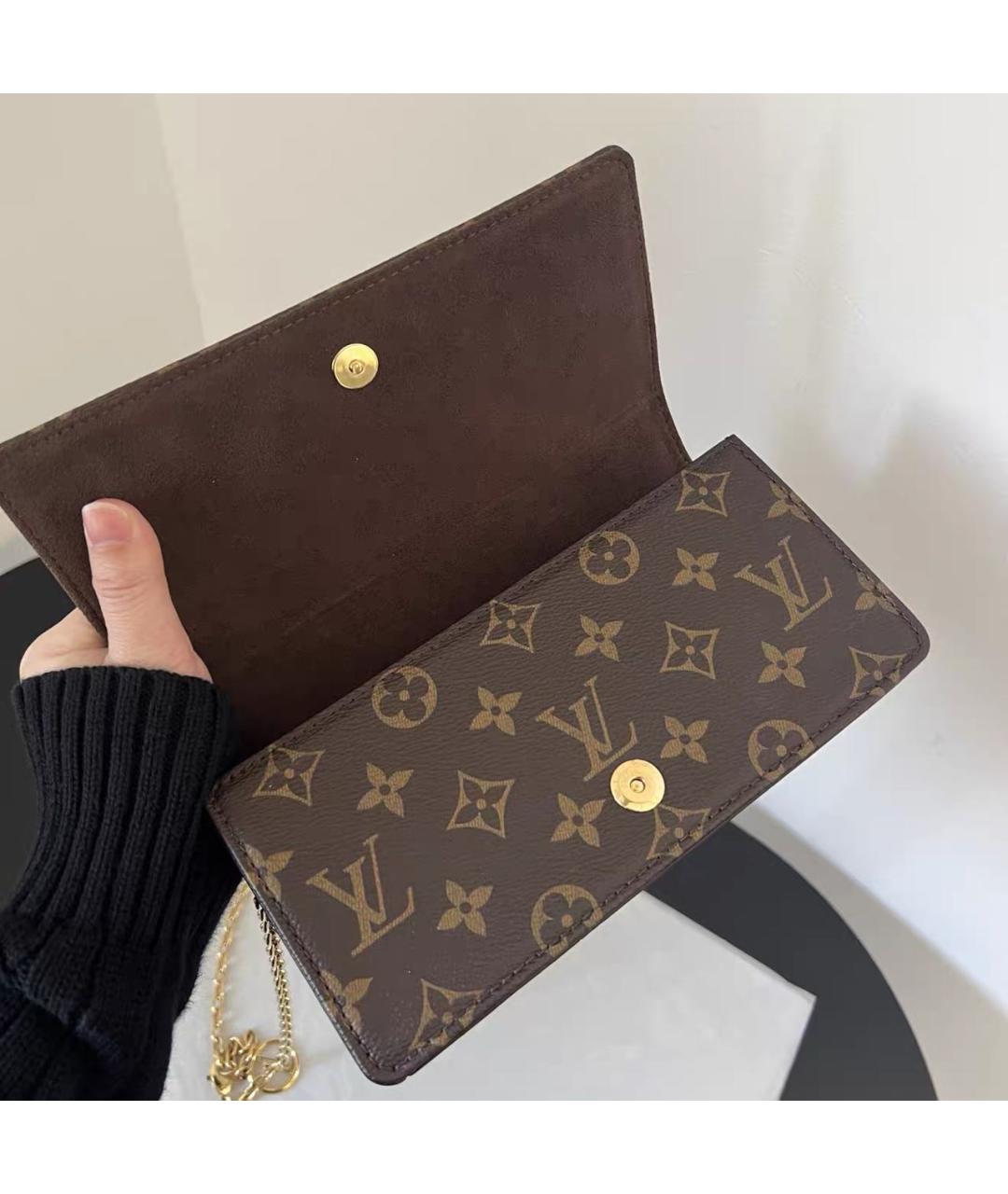 LOUIS VUITTON Коричневая кожаная сумка через плечо, фото 7