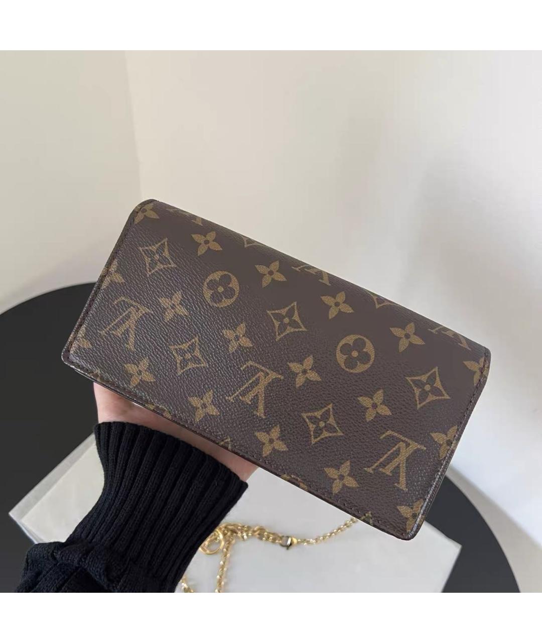 LOUIS VUITTON Коричневая кожаная сумка через плечо, фото 6