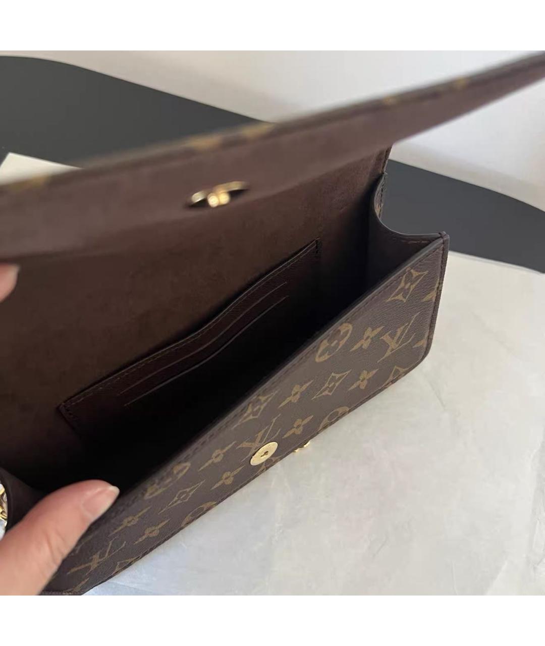 LOUIS VUITTON Коричневая кожаная сумка через плечо, фото 8