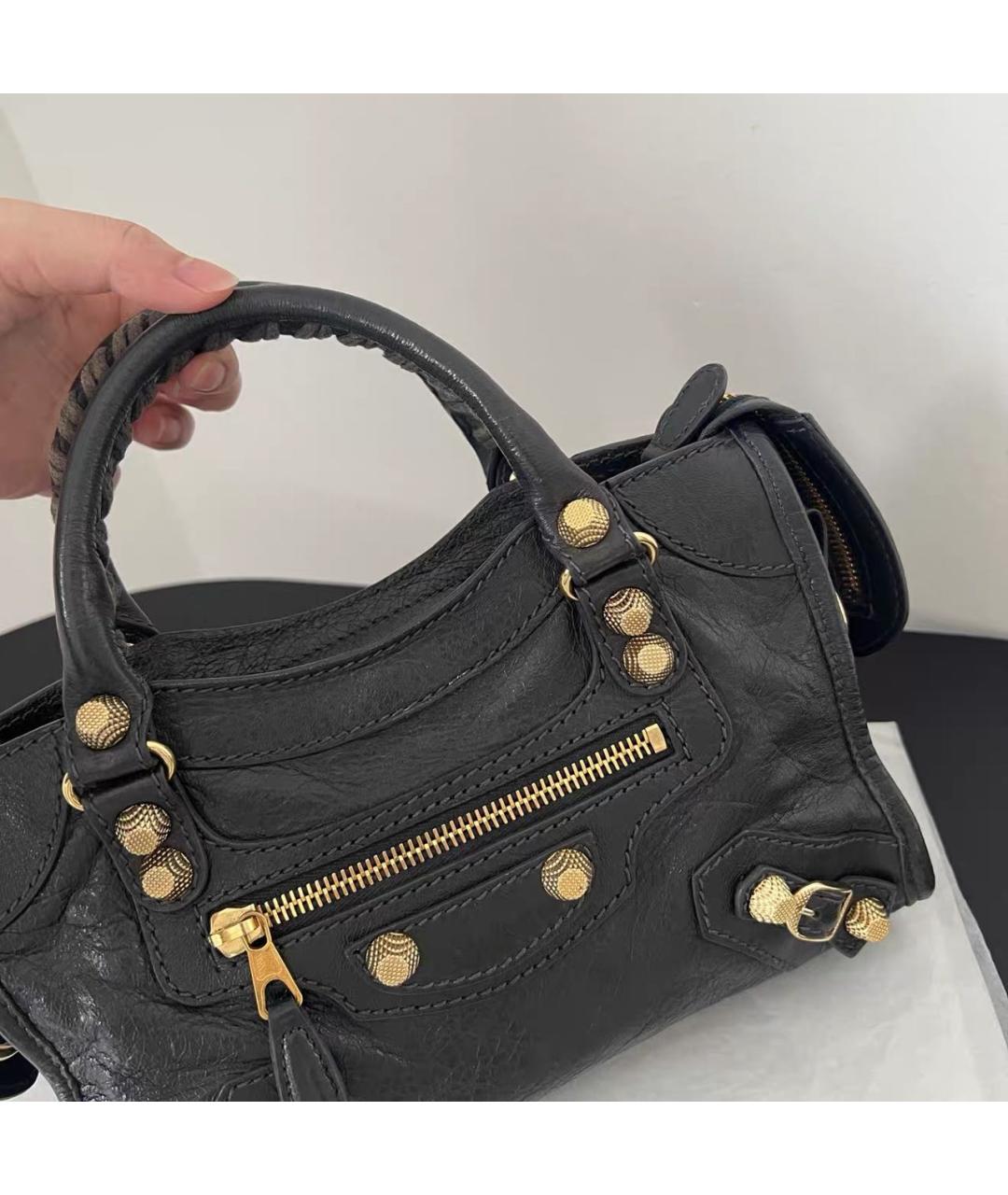 BALENCIAGA Черная кожаная сумка с короткими ручками, фото 7