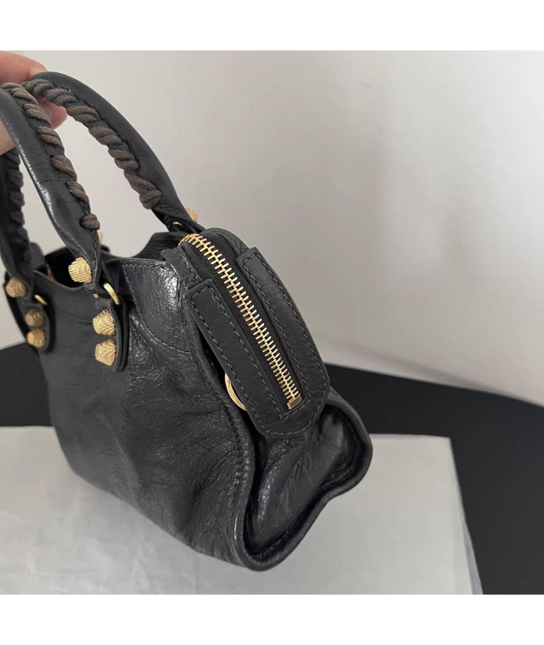 BALENCIAGA Черная кожаная сумка с короткими ручками, фото 5