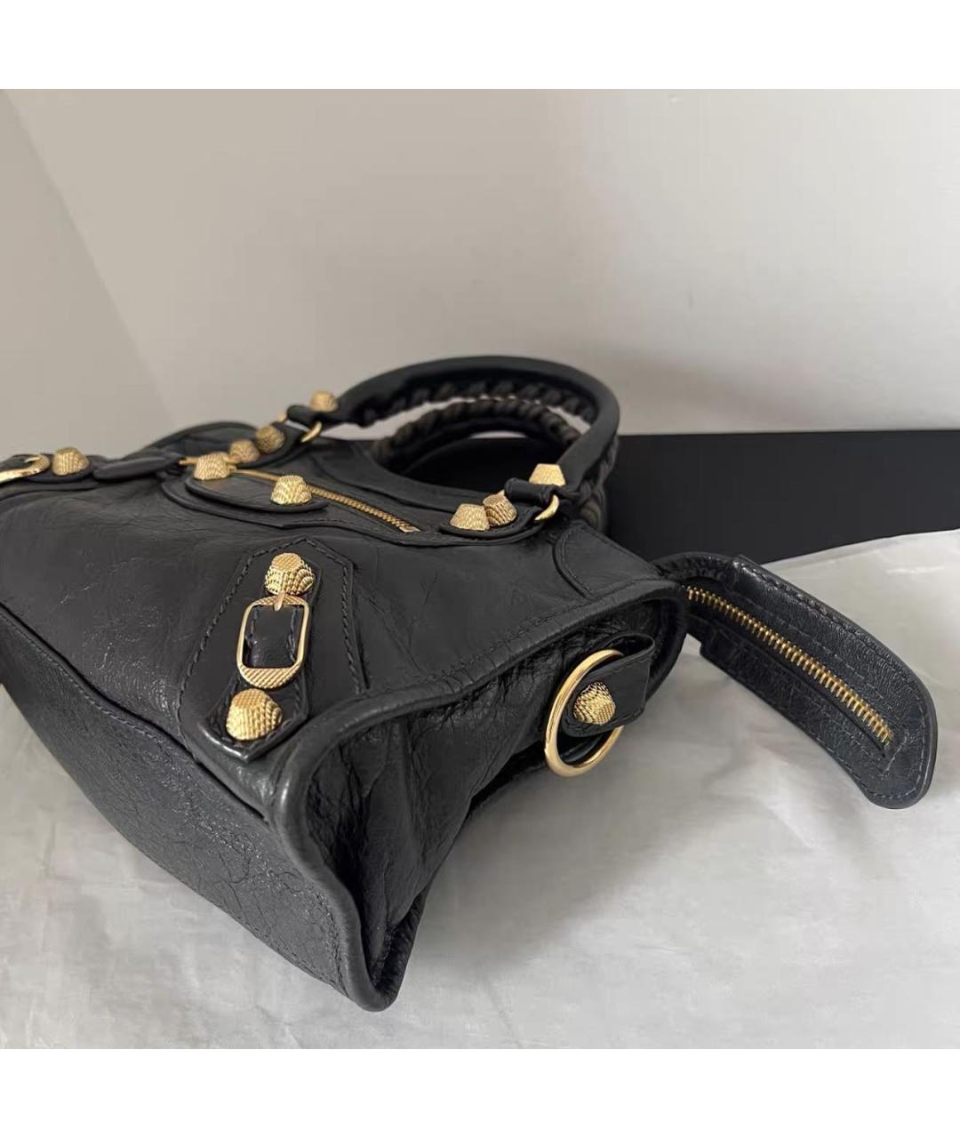 BALENCIAGA Черная кожаная сумка с короткими ручками, фото 8