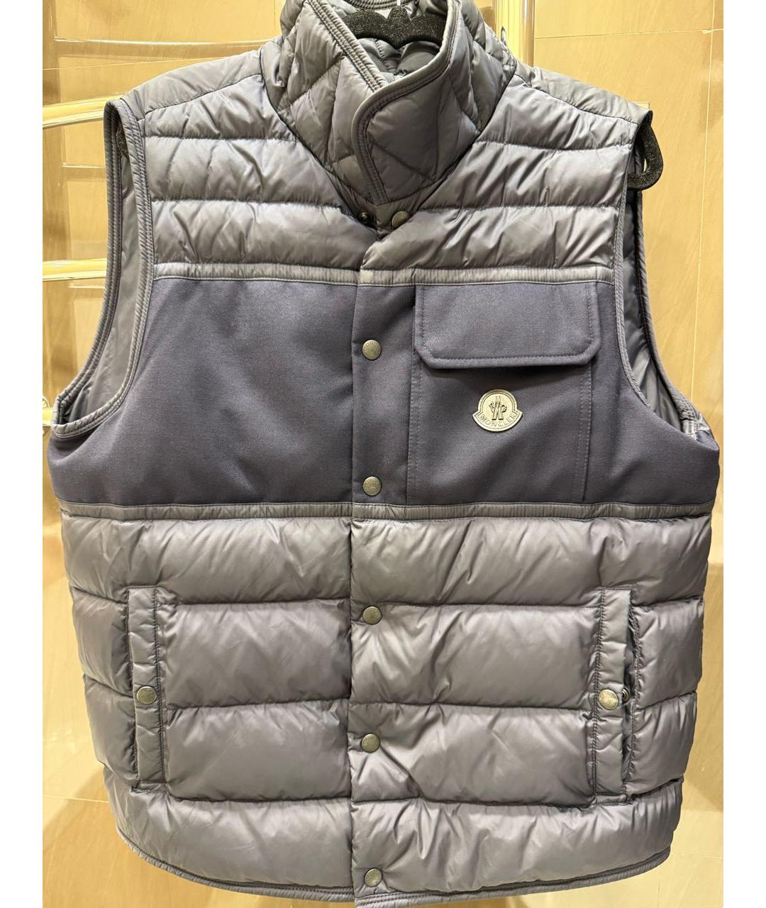 MONCLER Темно-синий полиэстеровый жилет, фото 8