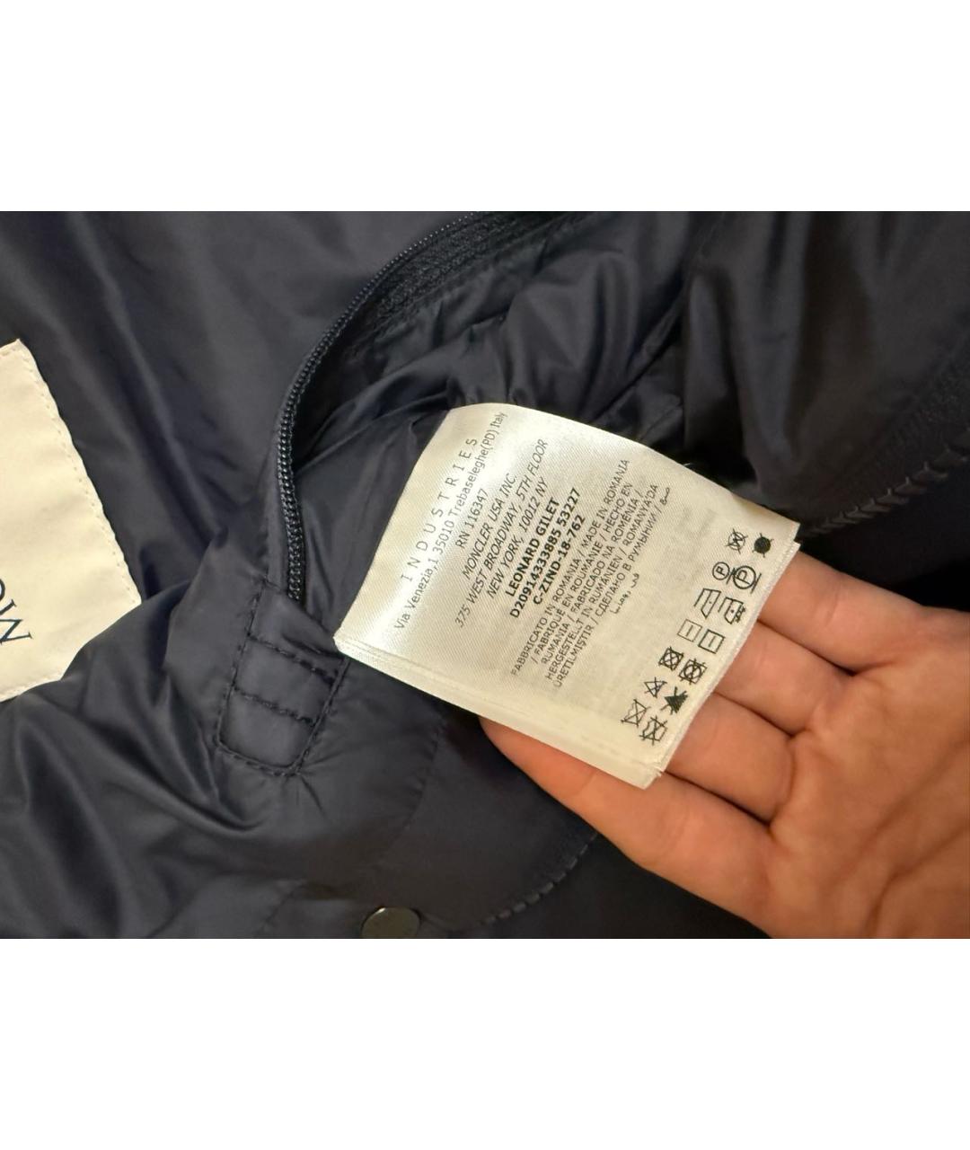 MONCLER Темно-синий полиэстеровый жилет, фото 6