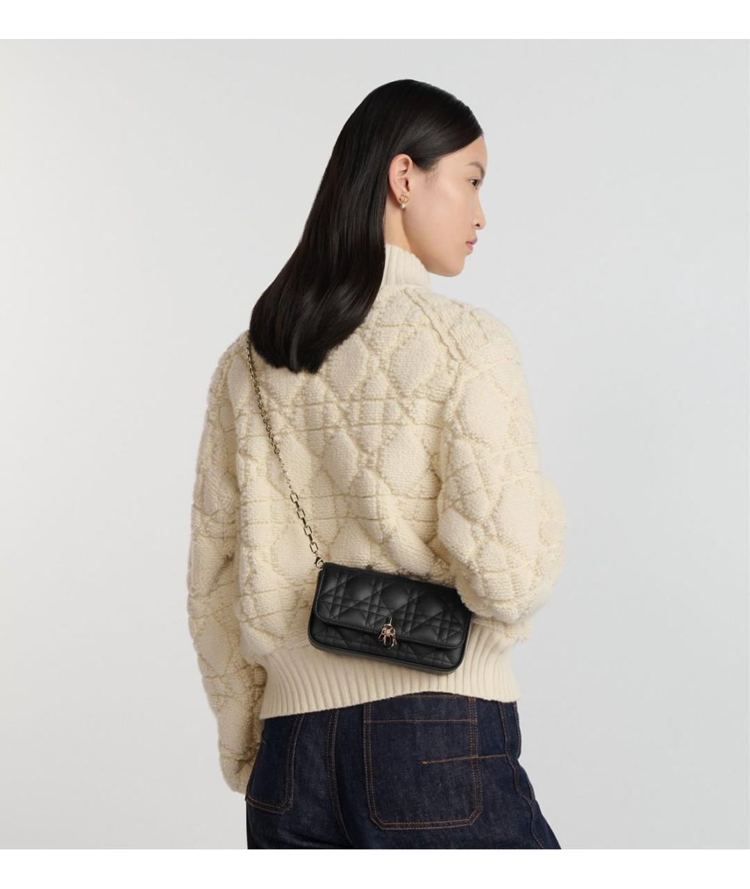 CHRISTIAN DIOR Черная кожаная сумка через плечо, фото 7