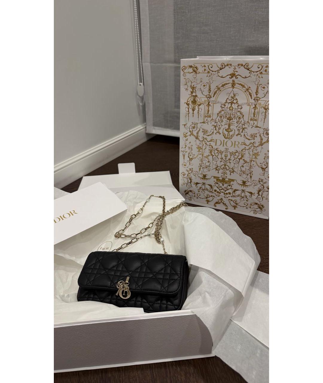 CHRISTIAN DIOR Черная кожаная сумка через плечо, фото 4