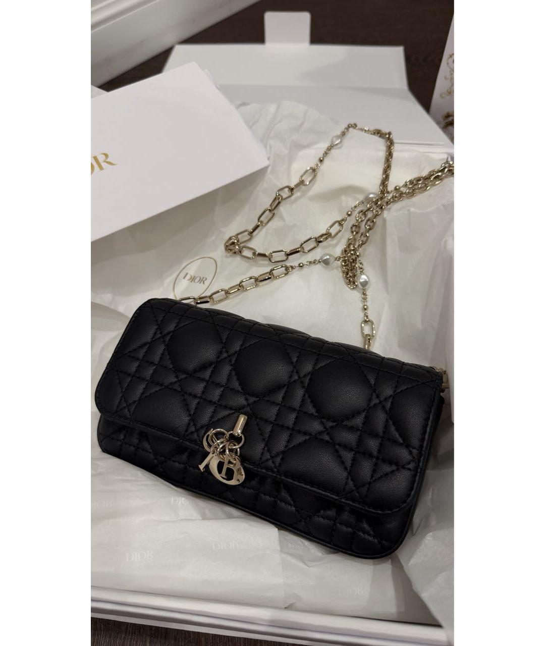 CHRISTIAN DIOR Черная кожаная сумка через плечо, фото 6