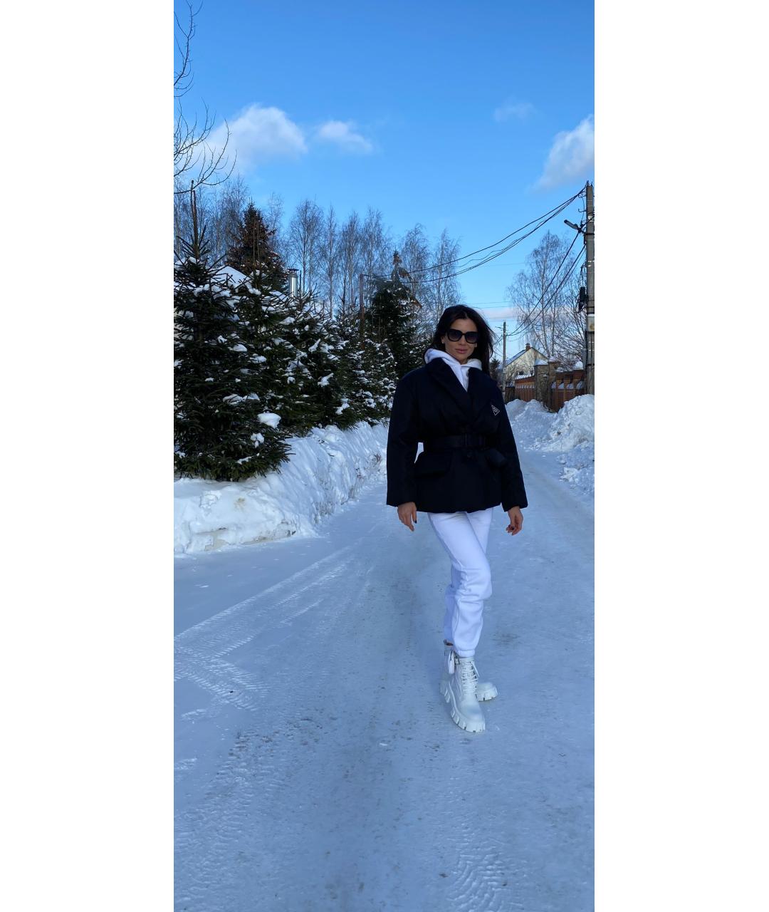 PRADA Черный полиэстеровый пуховик, фото 5