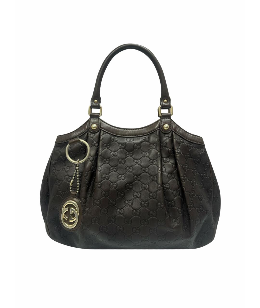 GUCCI Коричневая кожаная сумка тоут, фото 1