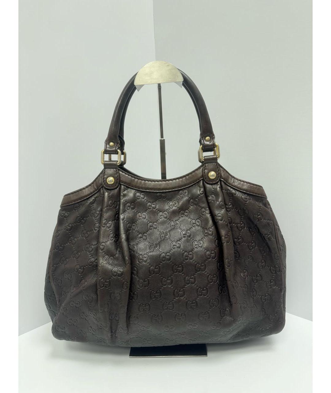 GUCCI Коричневая кожаная сумка тоут, фото 4