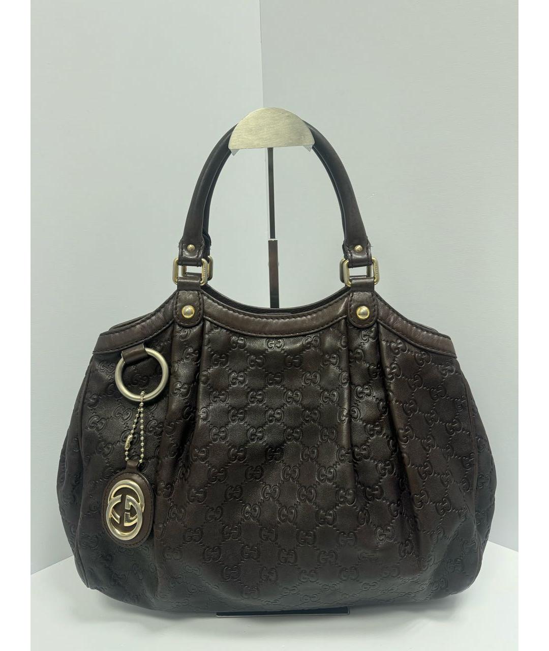 GUCCI Коричневая кожаная сумка тоут, фото 5