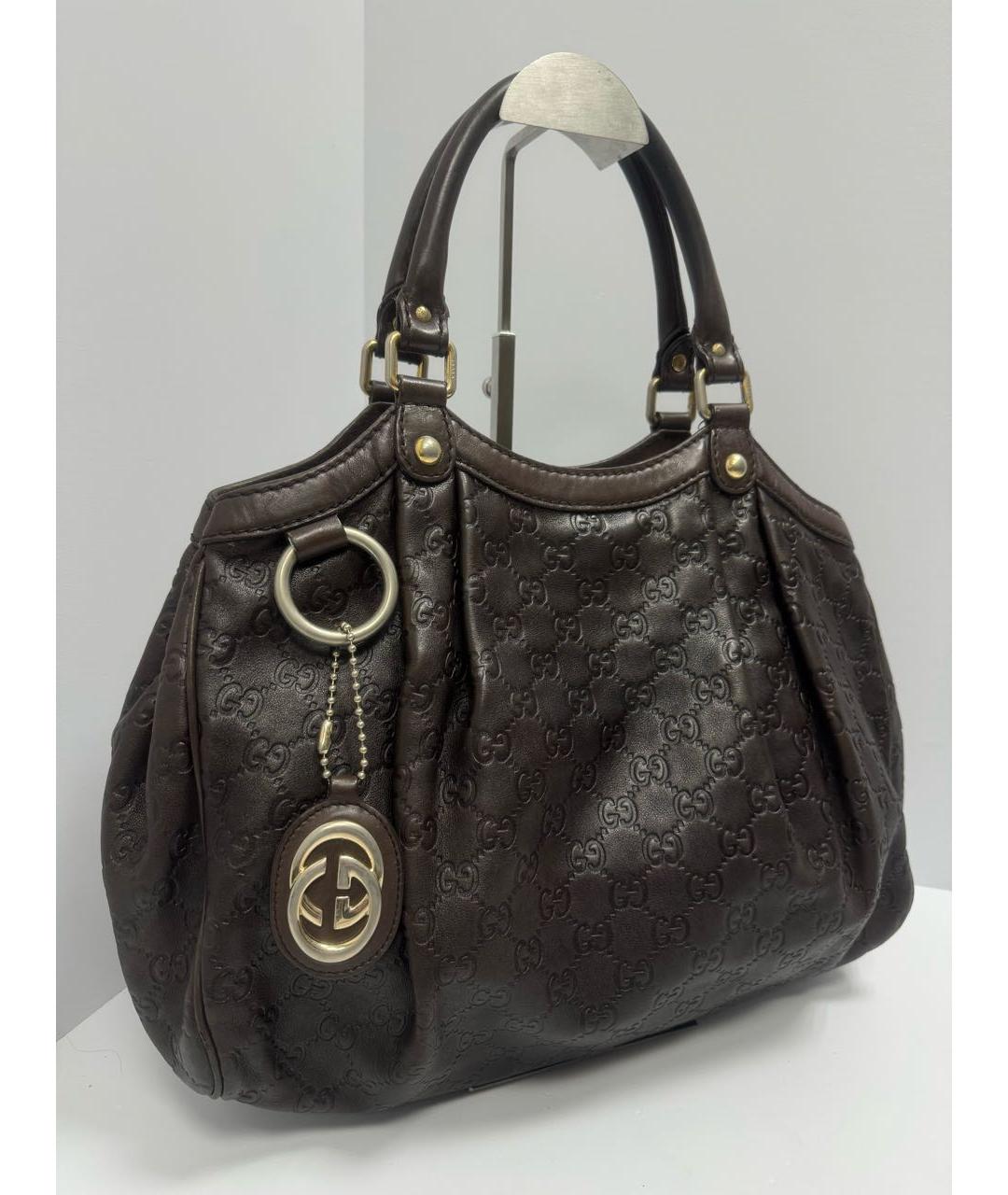 GUCCI Коричневая кожаная сумка тоут, фото 3