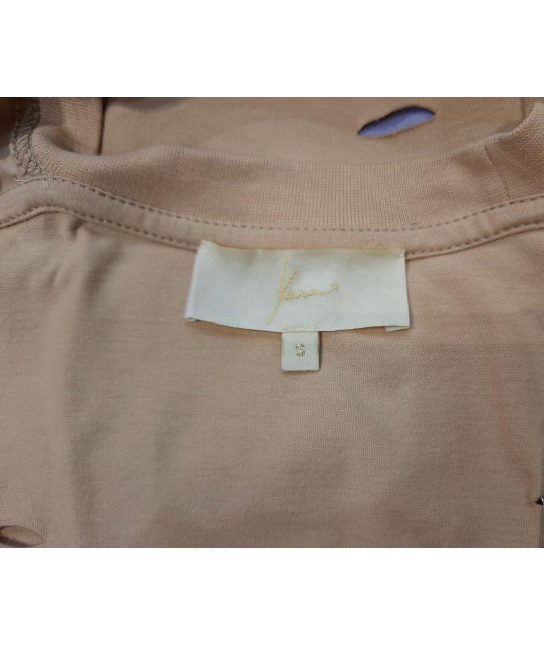 YANA RASKOVALOVA Бежевая хлопковая футболка, фото 3