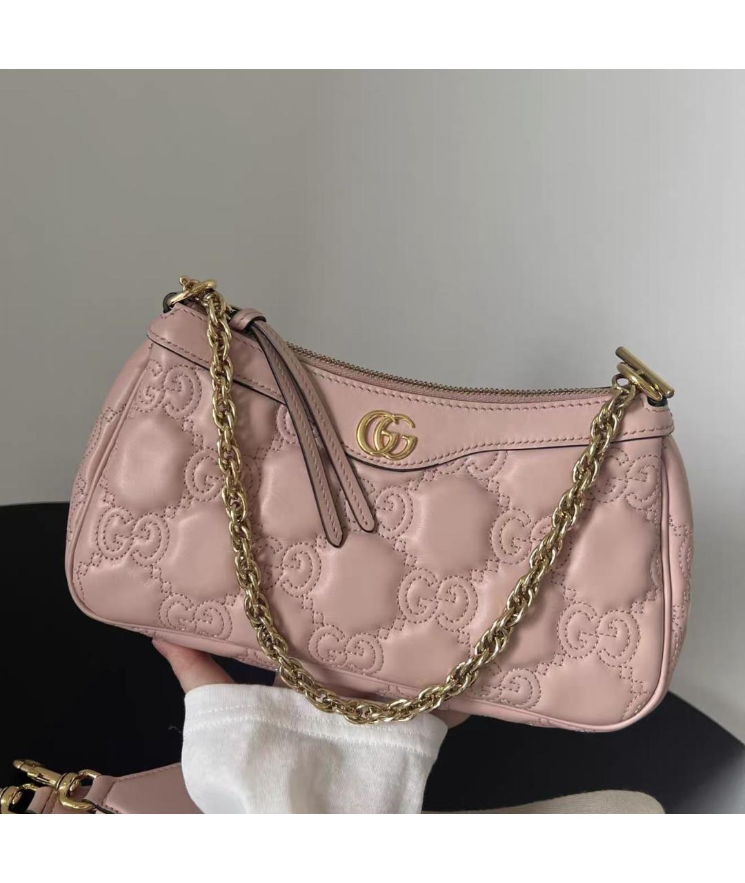 GUCCI Розовая кожаная сумка с короткими ручками, фото 7