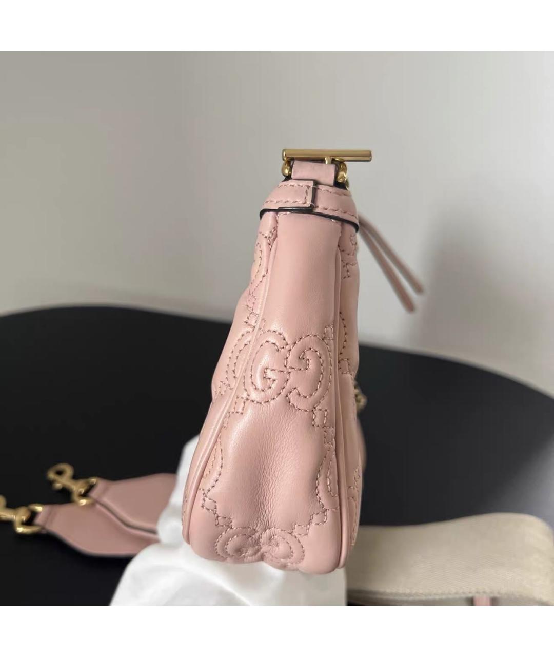 GUCCI Розовая кожаная сумка с короткими ручками, фото 5