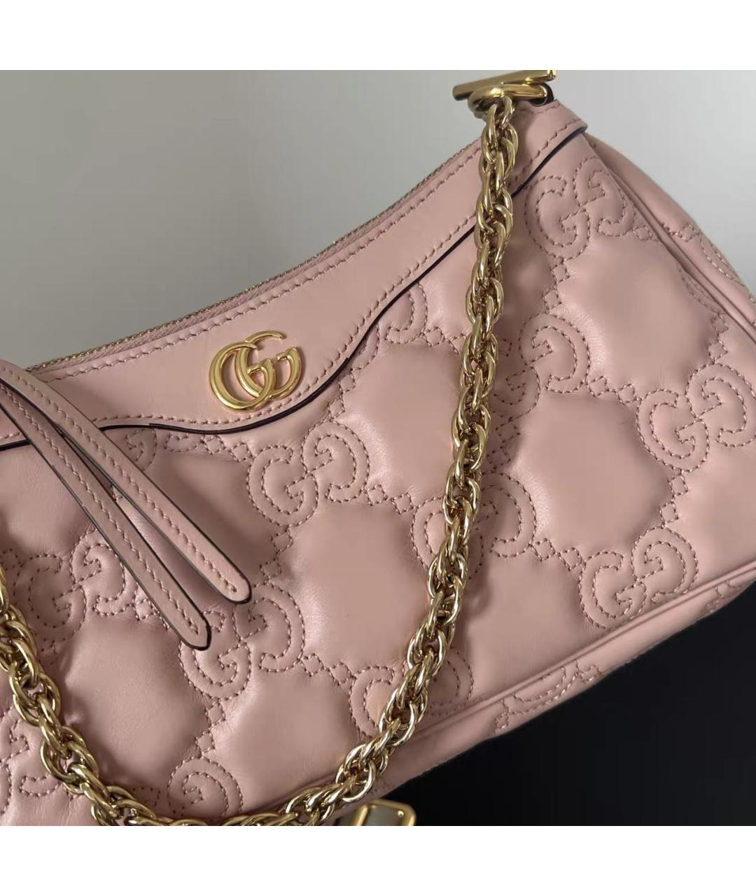 GUCCI Розовая кожаная сумка с короткими ручками, фото 2