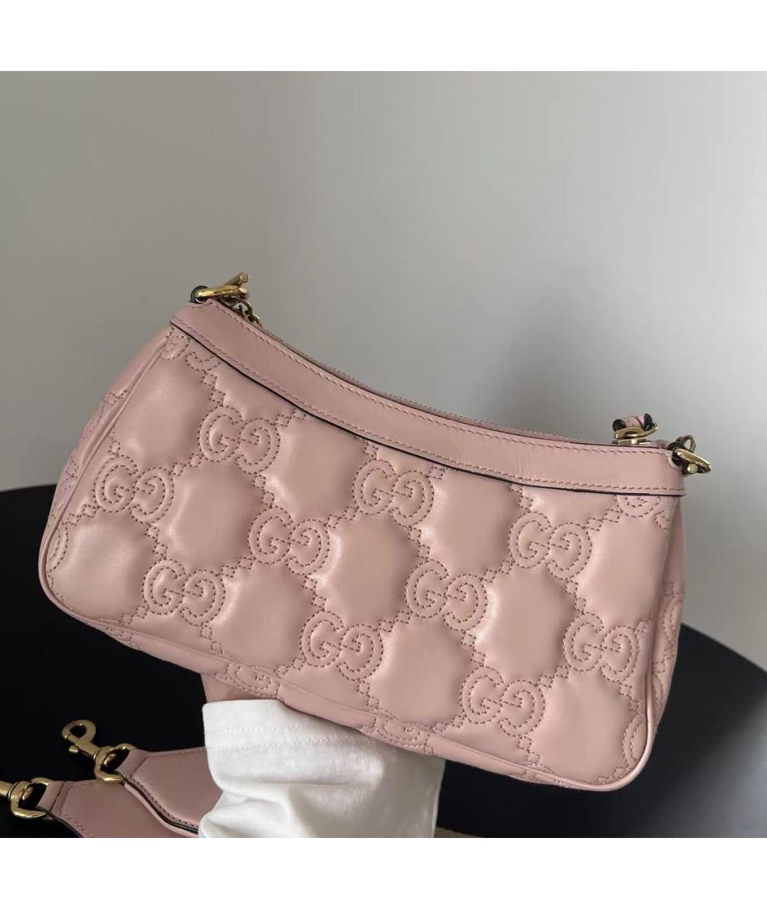 GUCCI Розовая кожаная сумка с короткими ручками, фото 4