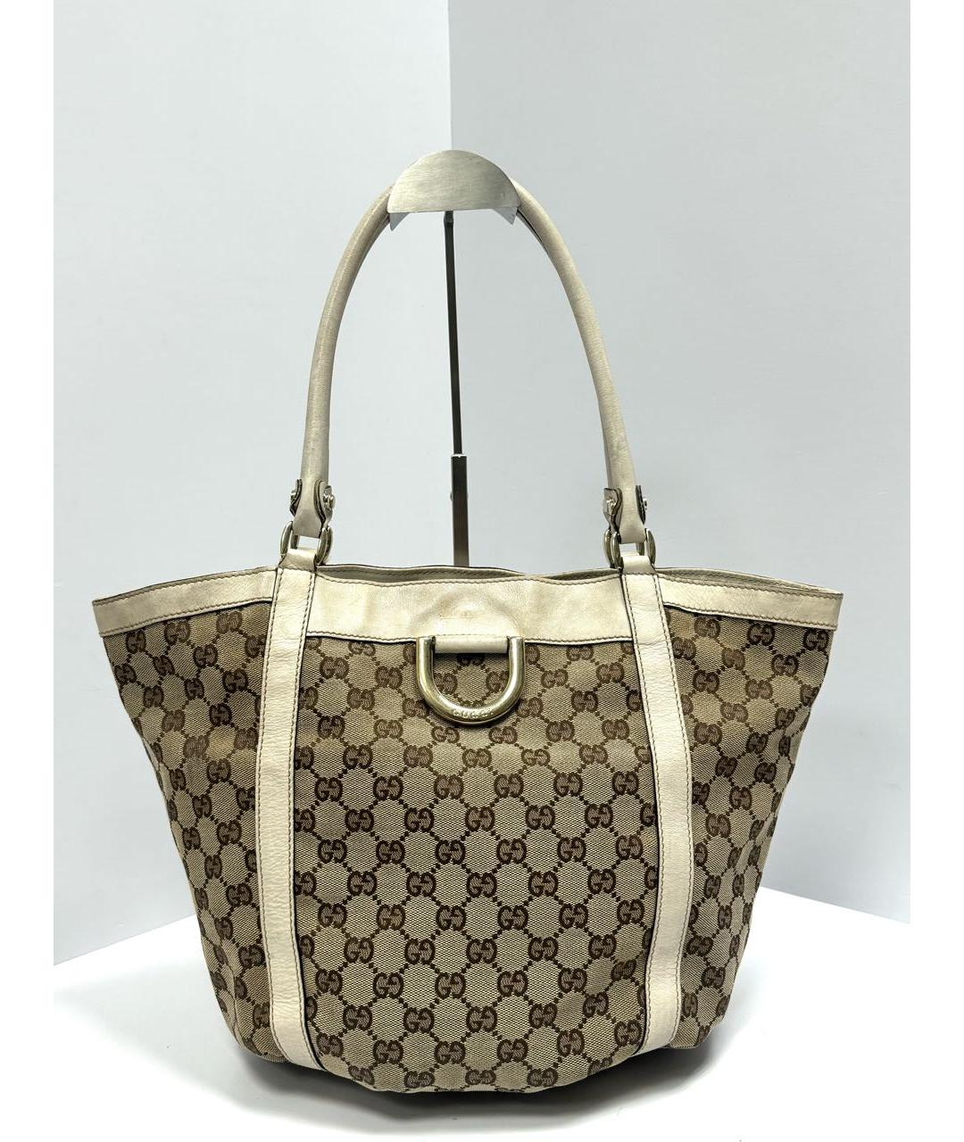 GUCCI Бежевая жаккардовая сумка тоут, фото 5