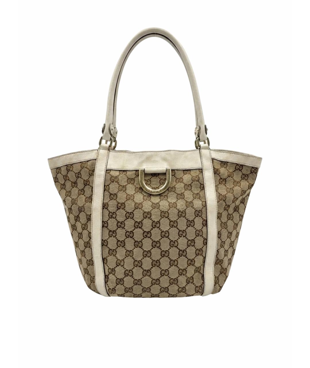 GUCCI Бежевая жаккардовая сумка тоут, фото 1