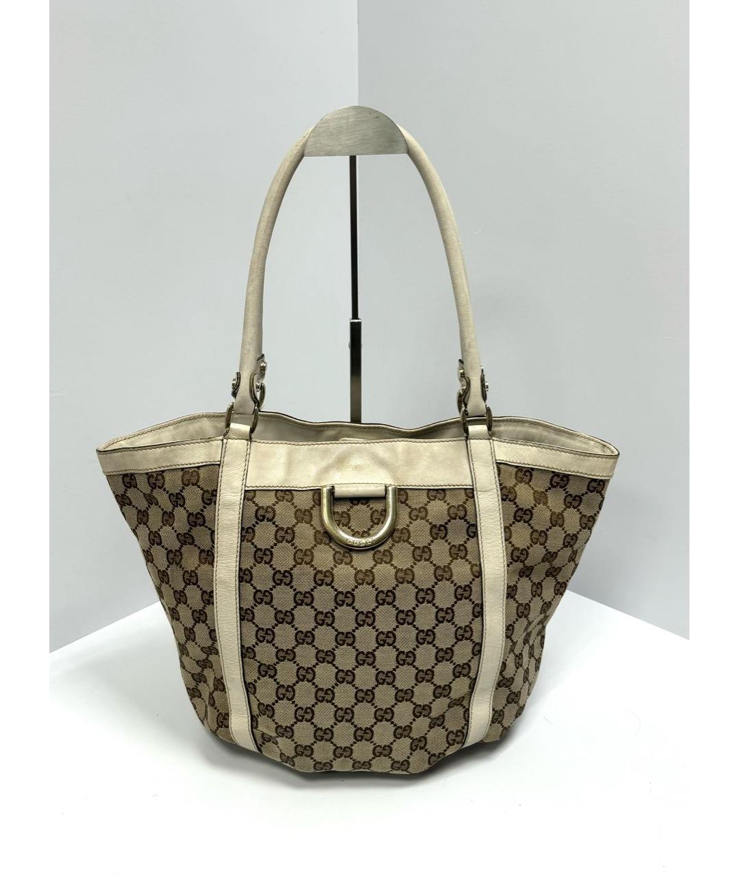 GUCCI Бежевая жаккардовая сумка тоут, фото 2