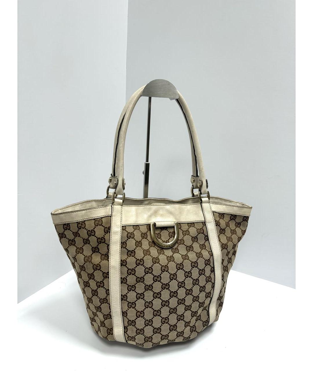 GUCCI Бежевая жаккардовая сумка тоут, фото 3