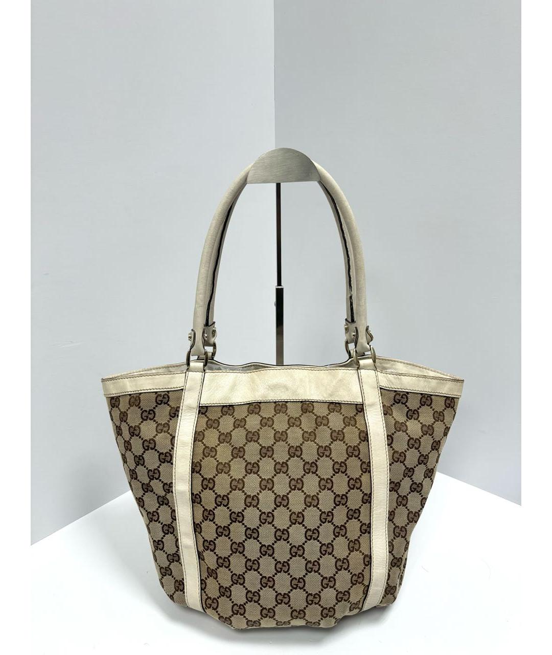 GUCCI Бежевая жаккардовая сумка тоут, фото 4