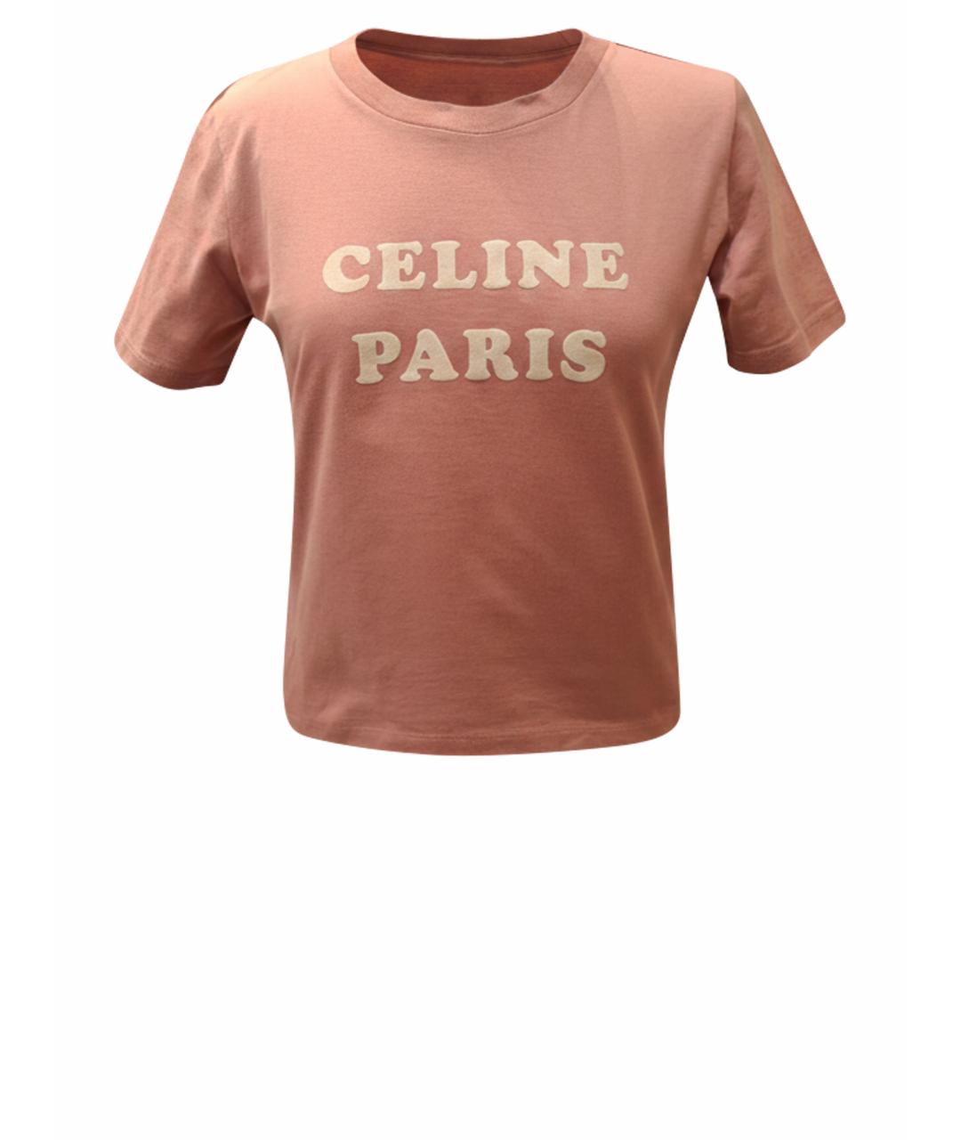 CELINE Коралловая хлопковая футболка, фото 1