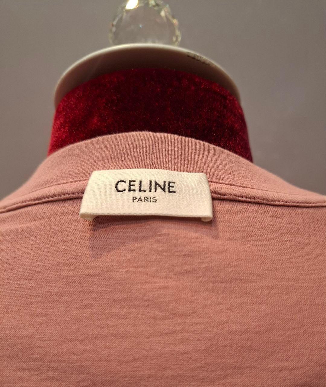 CELINE Коралловая хлопковая футболка, фото 3