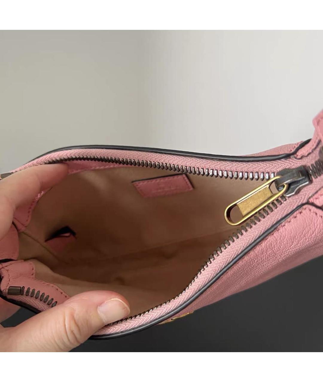 GUCCI Розовая кожаная сумка с короткими ручками, фото 8