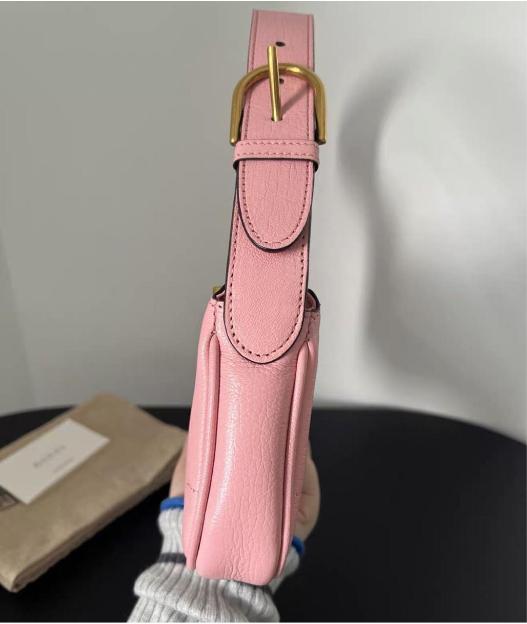 GUCCI Розовая кожаная сумка с короткими ручками, фото 3