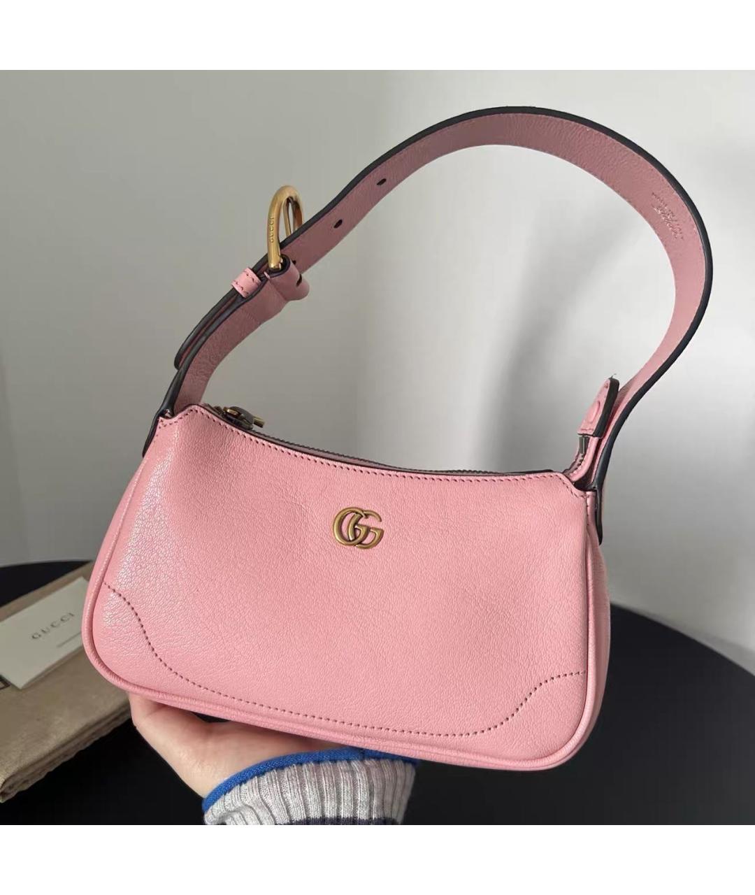 GUCCI Розовая кожаная сумка с короткими ручками, фото 9