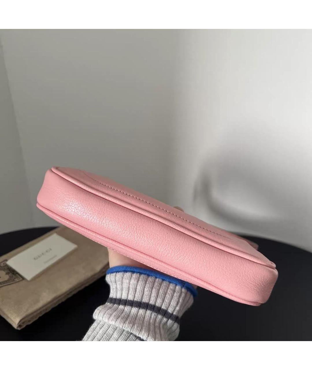 GUCCI Розовая кожаная сумка с короткими ручками, фото 7